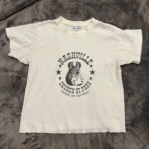 Brandy Melville White Nashville Guitar Graphic Tee